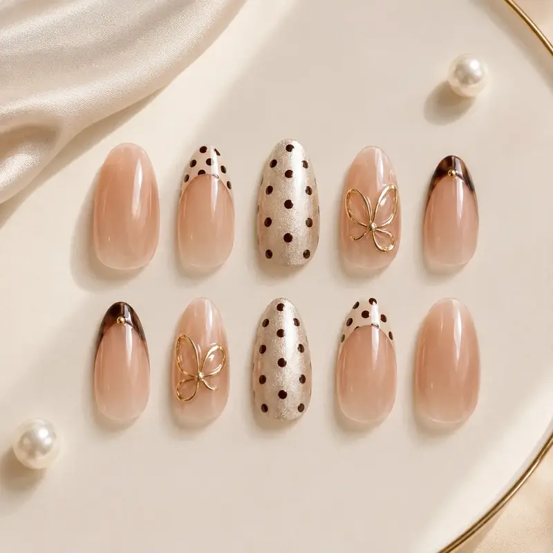 Golden Butterfly Luxe Press On Nails by TanuArtVibes Studio