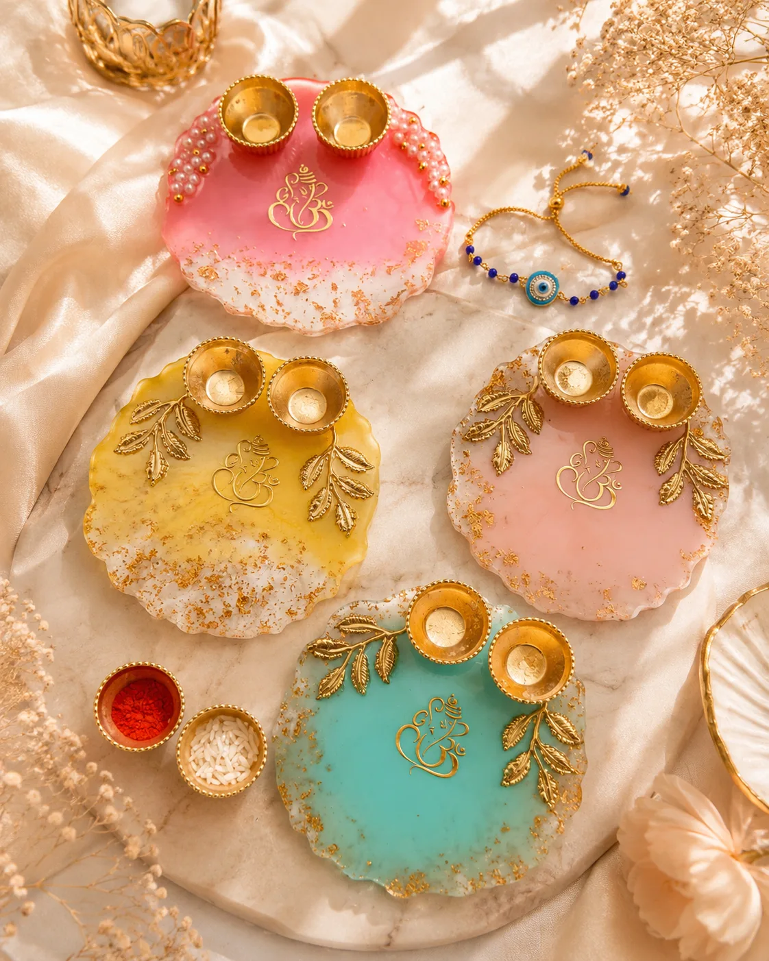 Handmade Ganesha Resin Pooja Thali by TanuArtVibes Studio