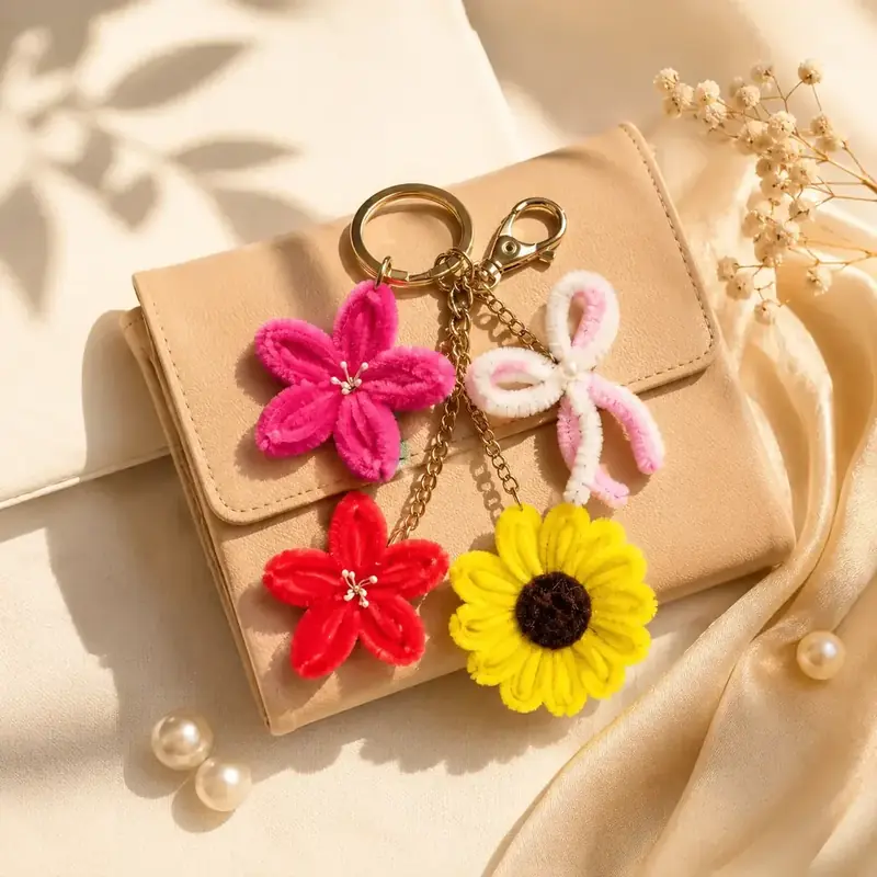 Floral Pipe Cleaner Keychain Set by tanusartvibesstudio