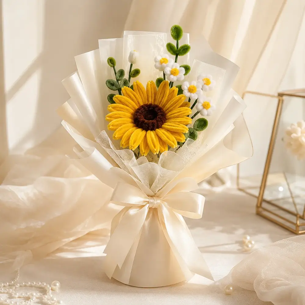 Sunflower Pipe Cleaner Bouquet by TanuArtVibes Studio