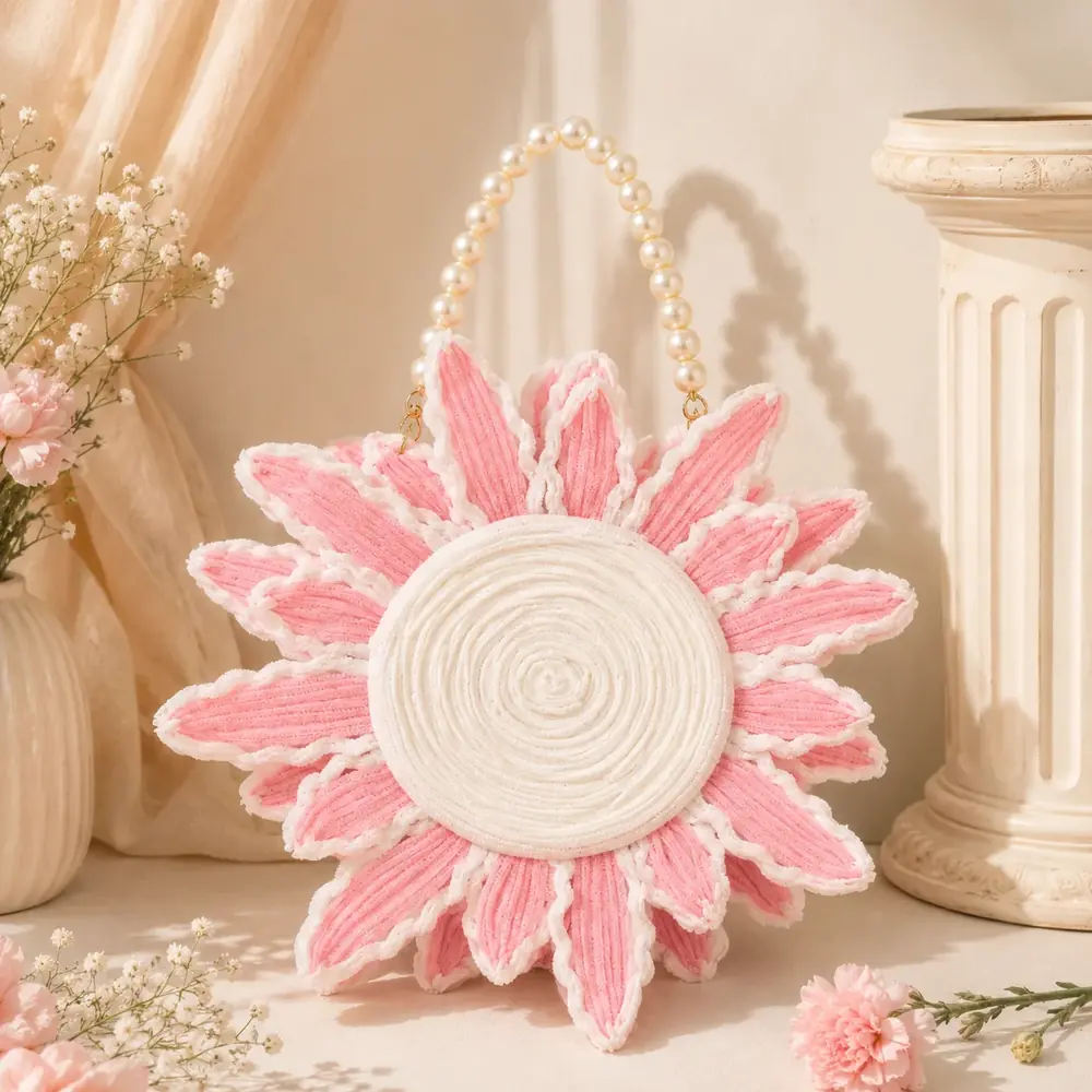 Pink Daisy Pipe Cleaner Purse by TanuArtVibes Studio
