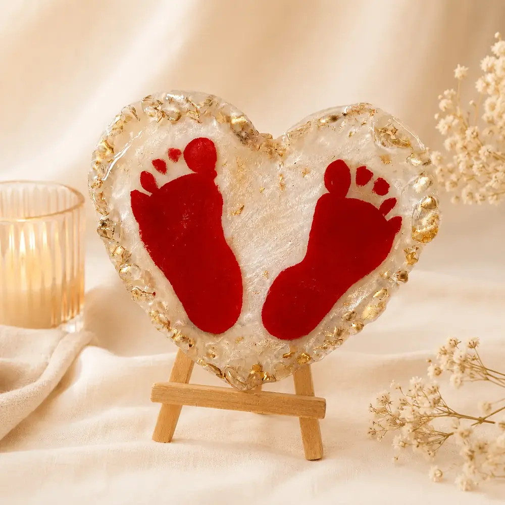 Baby Footprint Resin Keepsake Plaque by TanuArtVibes Studio