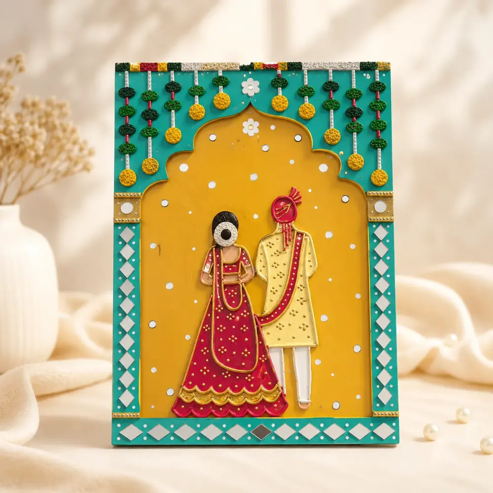 Customized Couple Wedding Lippan Art Frame by tanusartvibesstudio