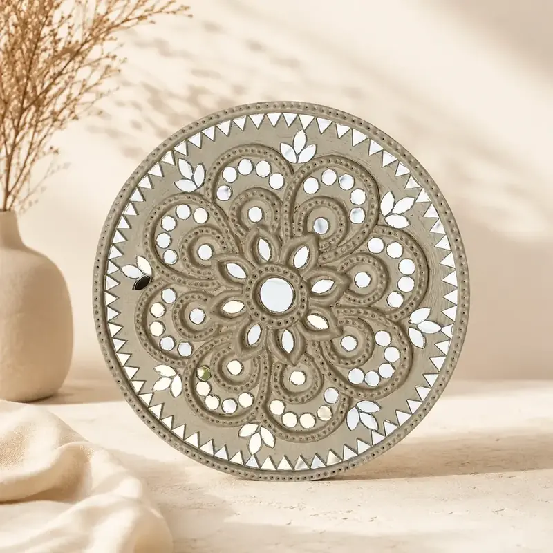 Elegant Mirror Lippan Art Wall Decor by TanuArtVibes Studio