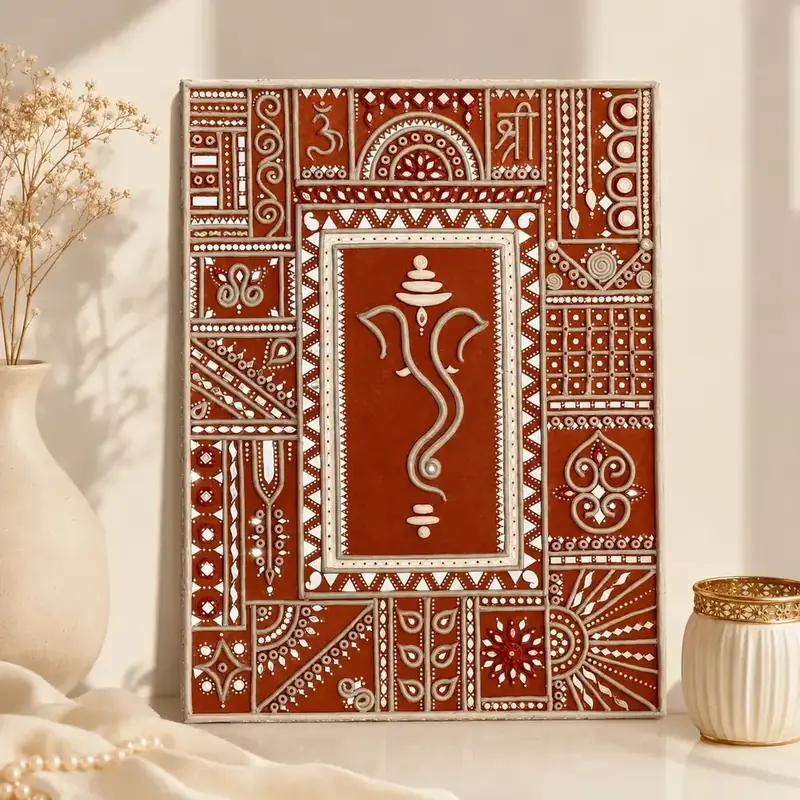 Ganesha Traditional Lippan Art Wall Decor by TanuArtVibes Studio
