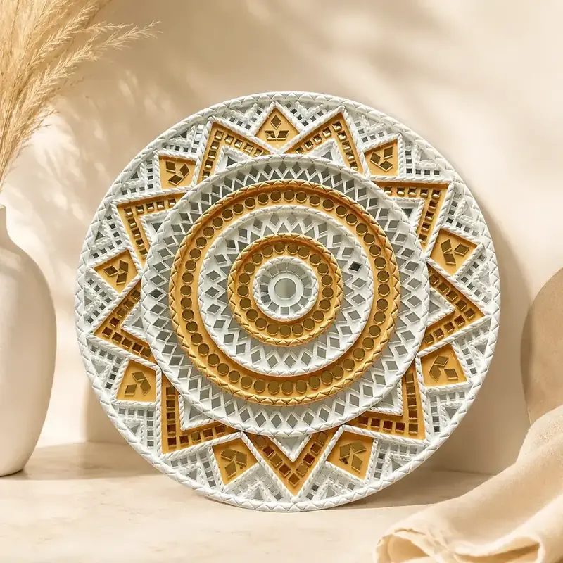 Golden Mandala Mirror Lippan Art Wall Decor by TanuArtVibes Studio