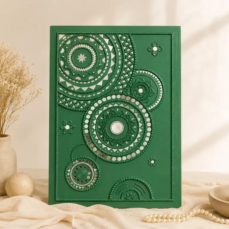 Green Abstract Mirror Lippan Art Wall Decor by TanuArtVibes Studio