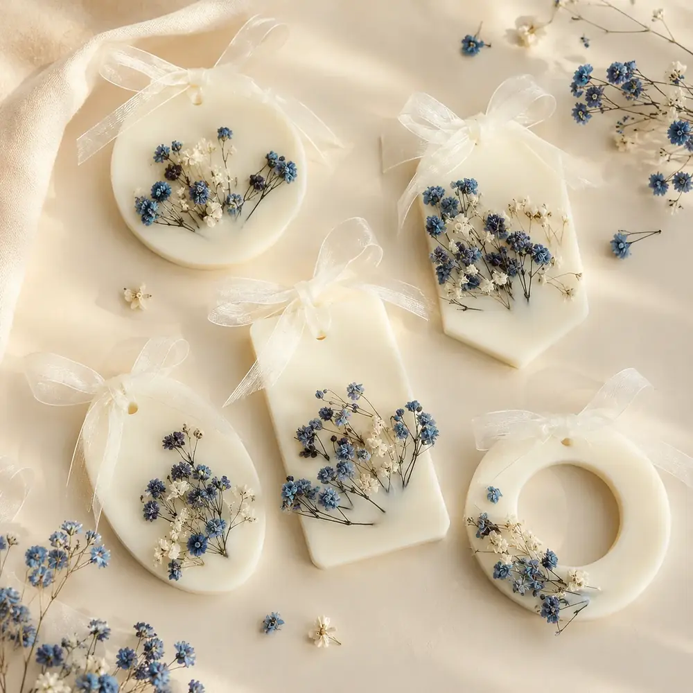 Handmade Blue Floral Wax Tablet by TanuArtVibes Studio