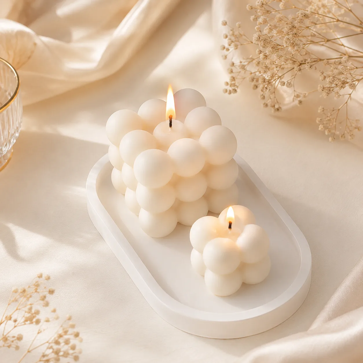 Handmade Bubble Cube Candle Set by TanuArtVibes Studio