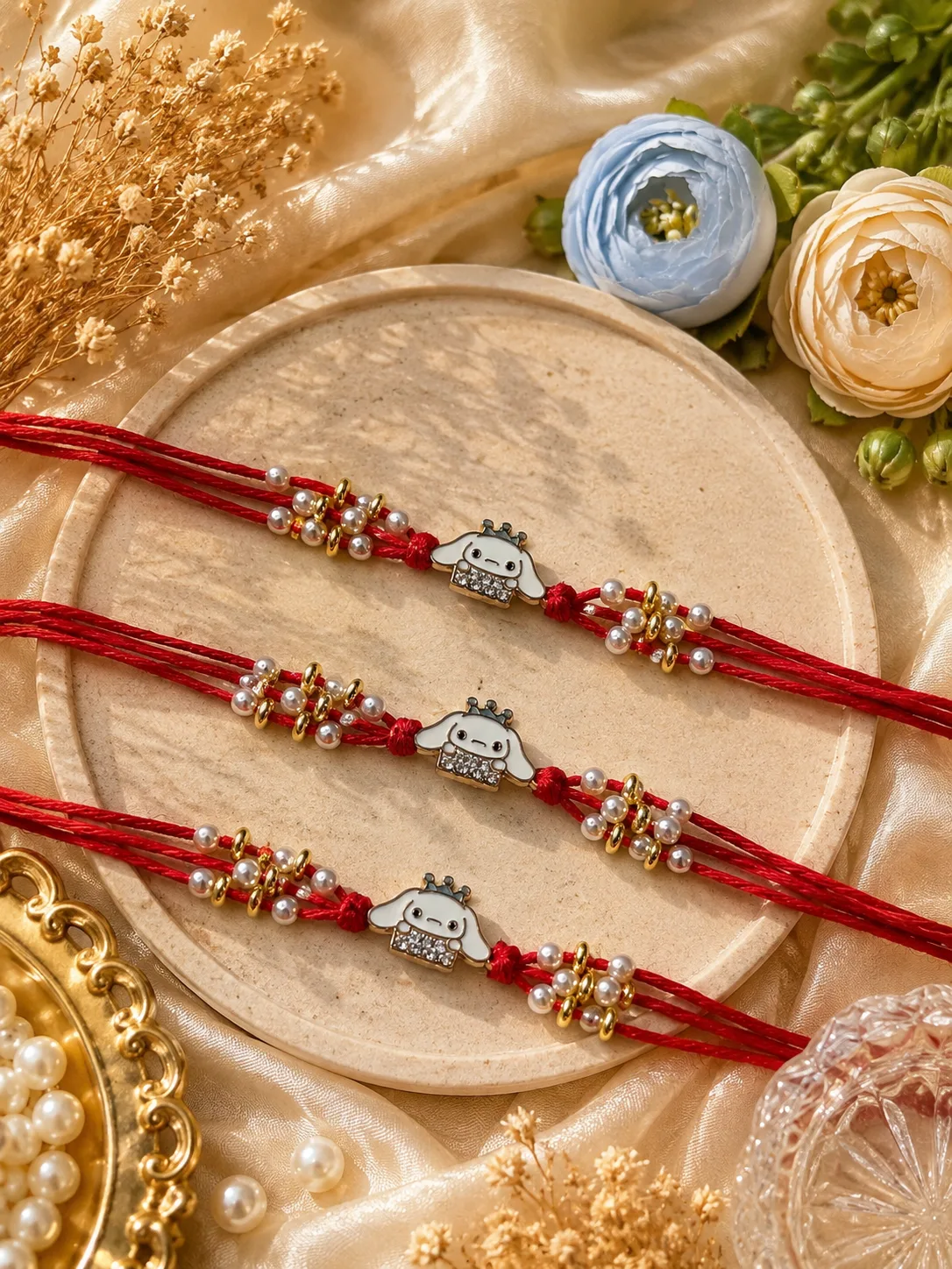 Handmade Cute Bunny Pearl Rakhi by TanuArtVibes Studio