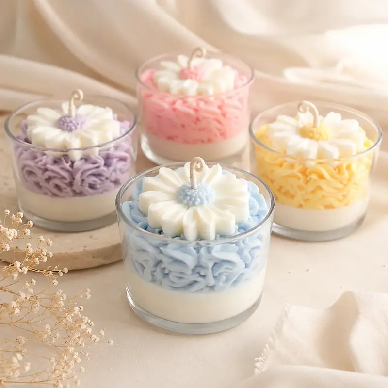 Handmade Daisy Cream Jar Candle by TanuArtVibes Studio