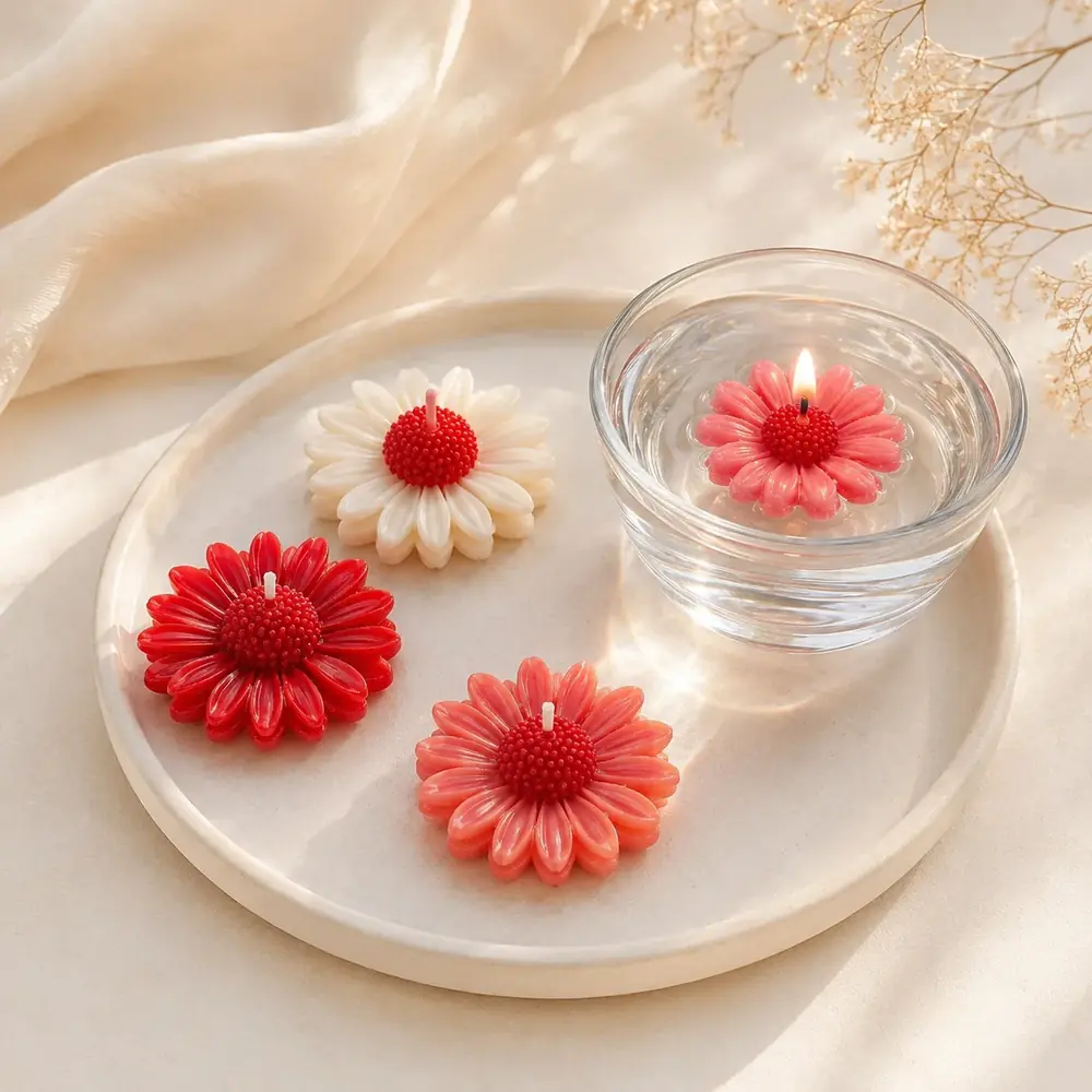 Handmade Daisy Floating Candle by TanuArtVibes Studio