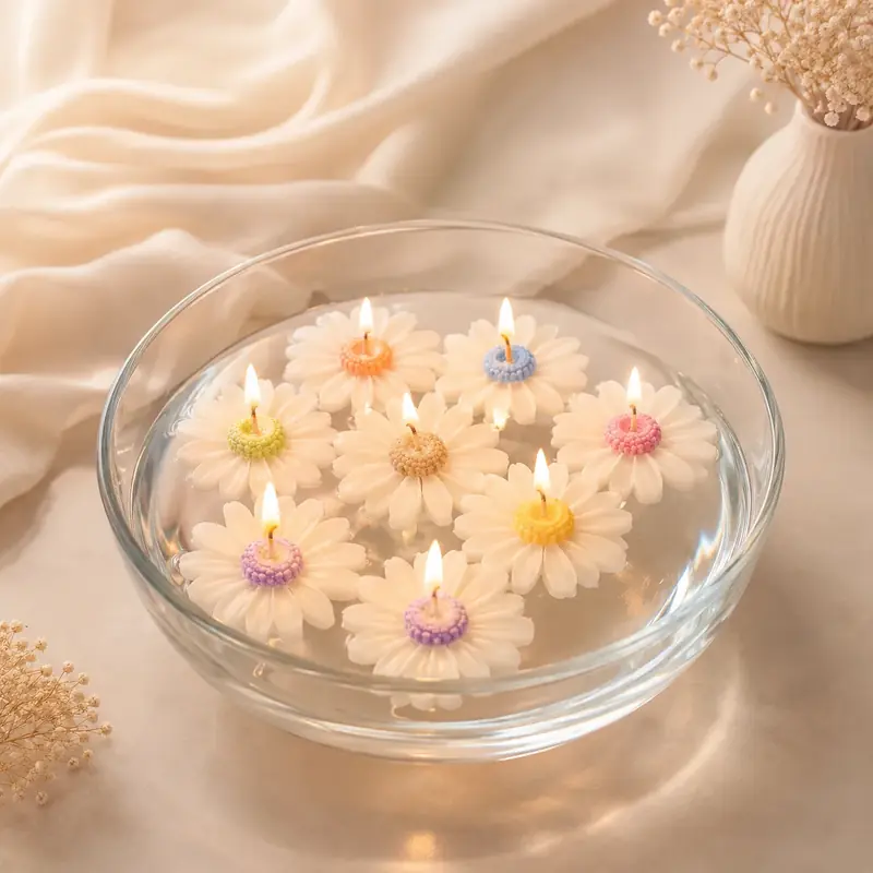 Handmade Daisy Floating Candle Bowl by TanuArtVibes Studio