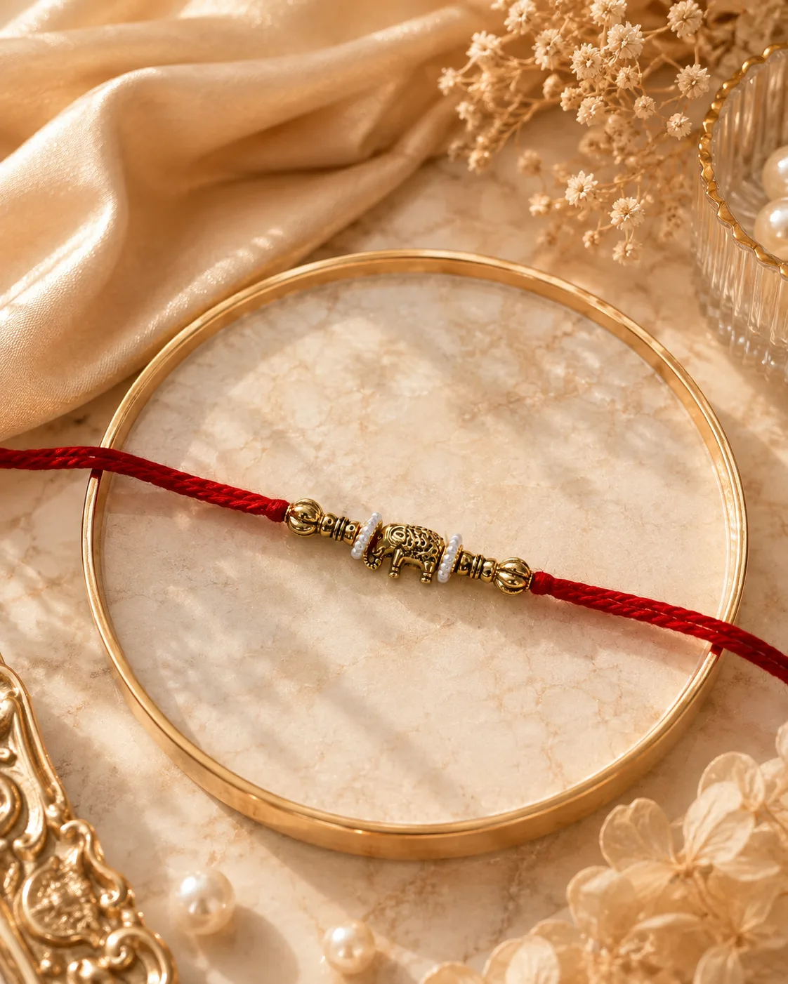 Handmade Elephant Pearl Rakhi by TanuArtVibes Studio