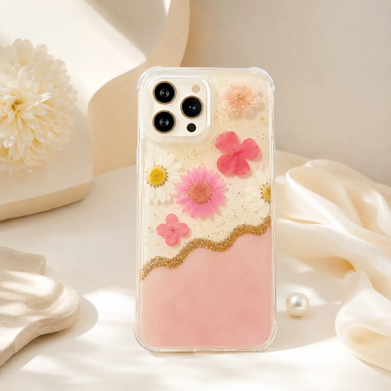 Handmade Floral Resin Phone Cover by tanusartvibesstudio