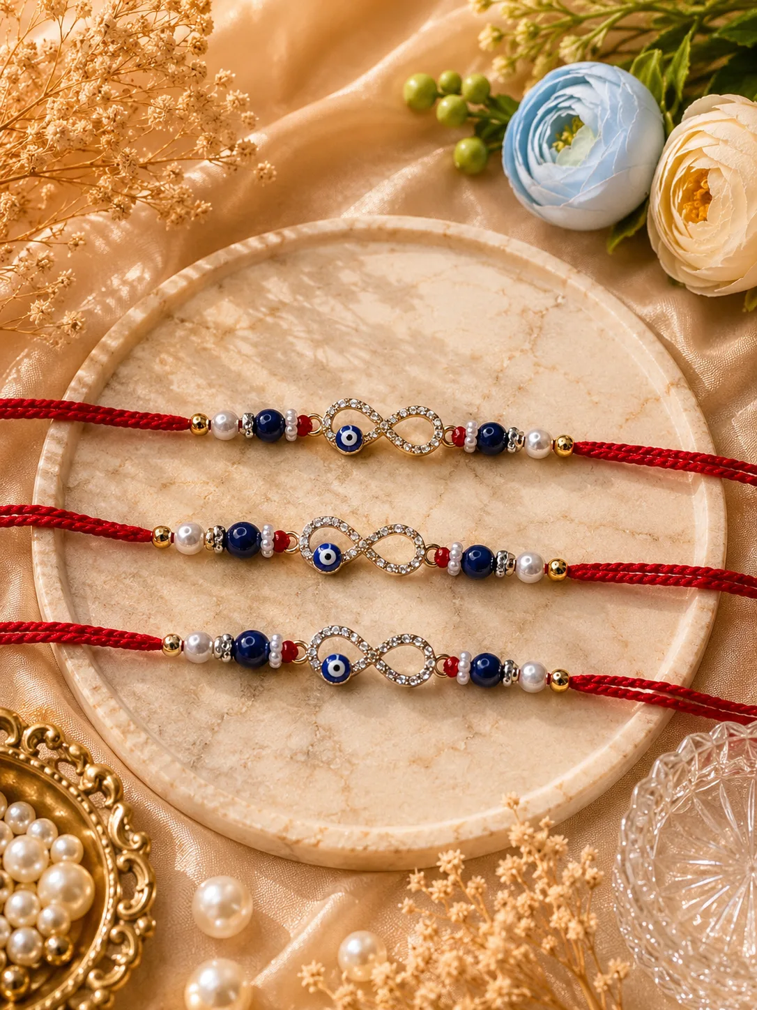 Handmade Infinity Evil Eye Rakhi by TanuArtVibes Studio