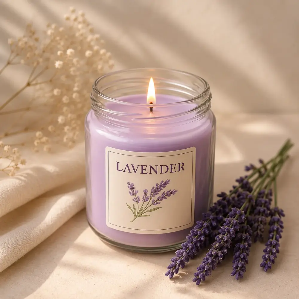 Handmade Lavender Jar Candle by tanusartvibesstudio