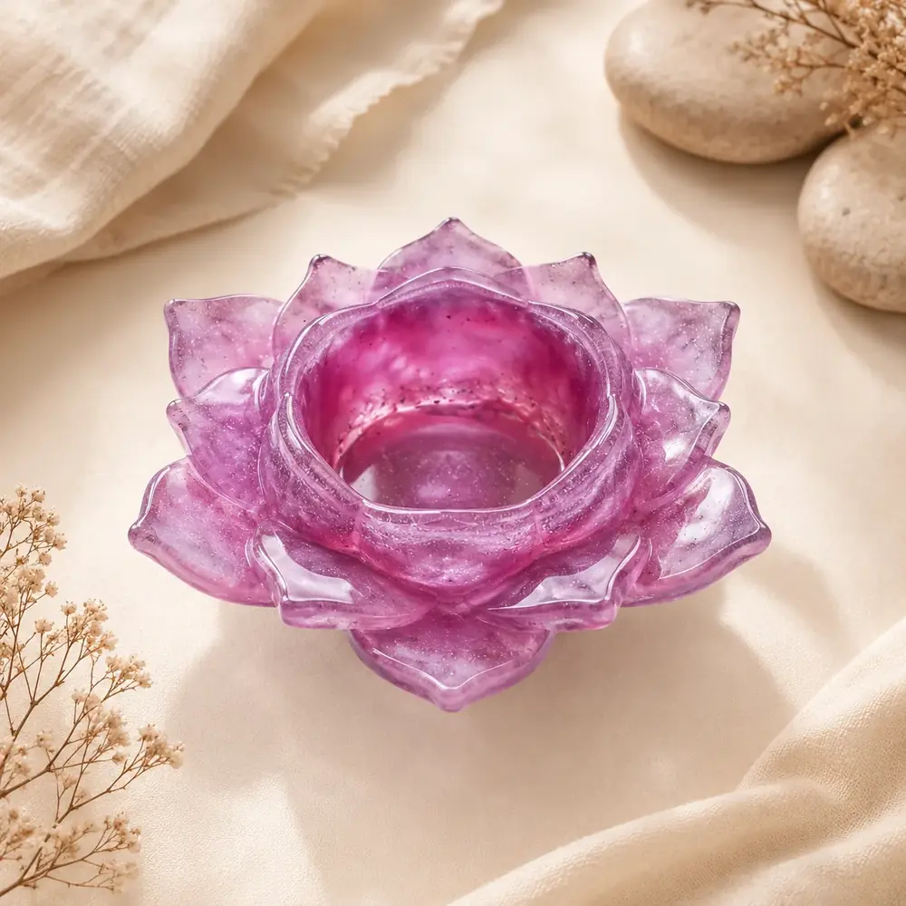 Handmade Lotus Resin Tea Light Holder | Luxury Home Decor by TanuArtVibes Studio