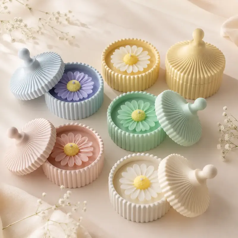 Handmade Pastel Daisy Tin Candle by tanusartvibesstudio