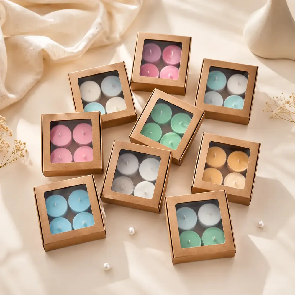 Handmade Pastel Tealight Candle Gift Box Set by TanuArtVibes Studio
