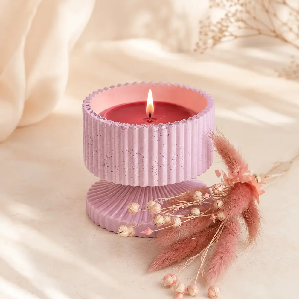 Handmade Pink Pedestal Bowl Candle by TanuArtVibes Studio