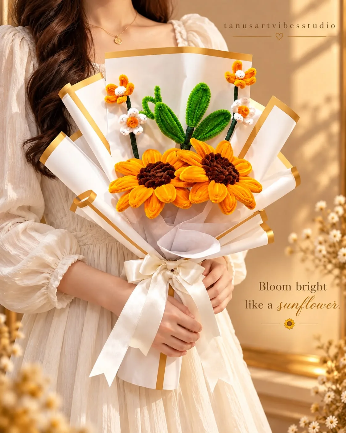 Handmade Pipe Cleaner Sunflower Bouquet by tanusartvibesstudio