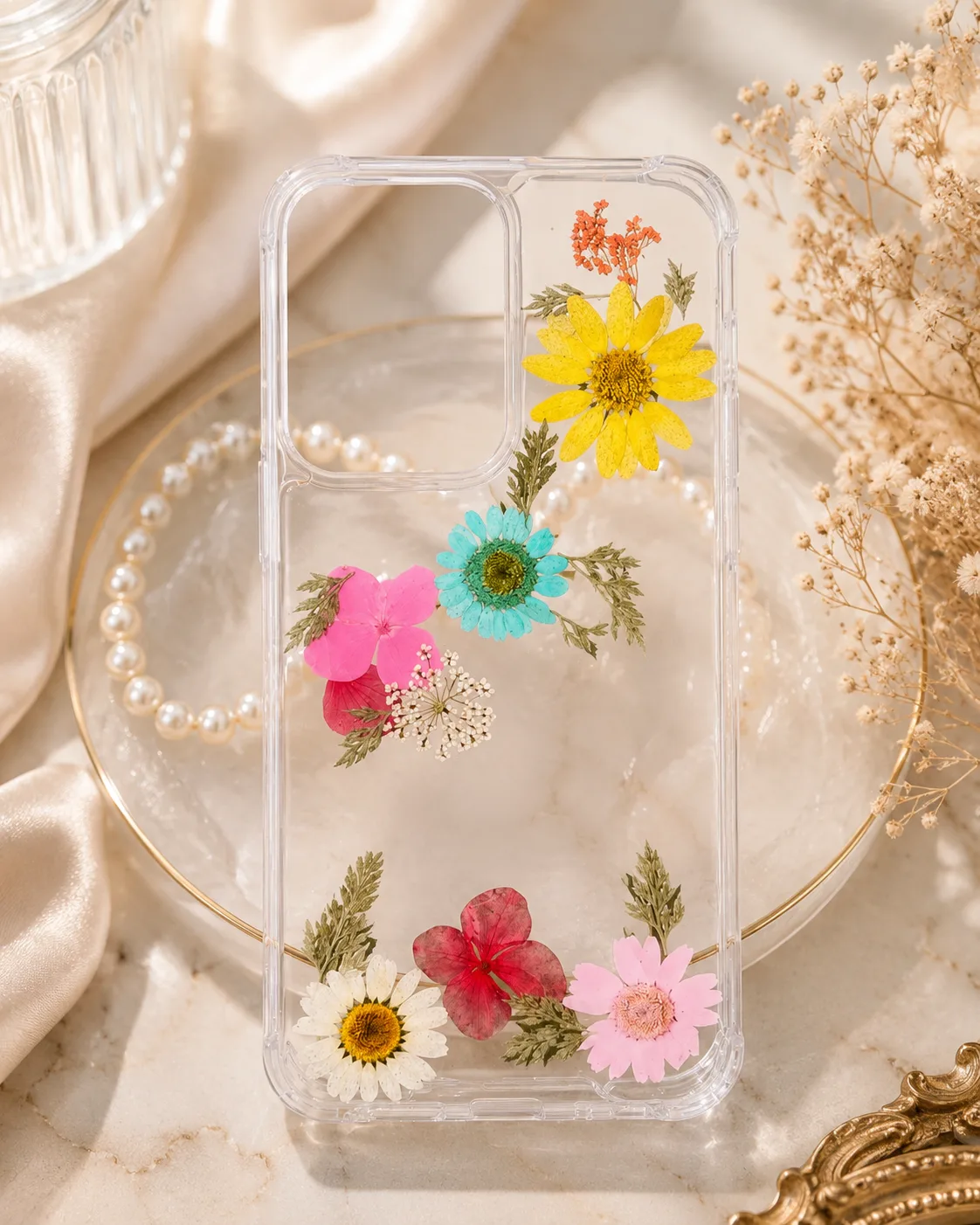 Handmade Pressed Floral Resin Phone Cover by TanuArtVibes Studio