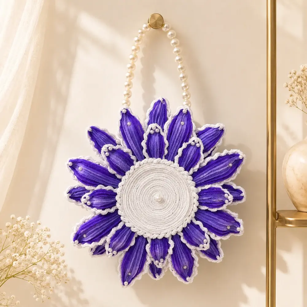Handmade Purple Flower Pipe Cleaner Purse by tanusartvibesstudio