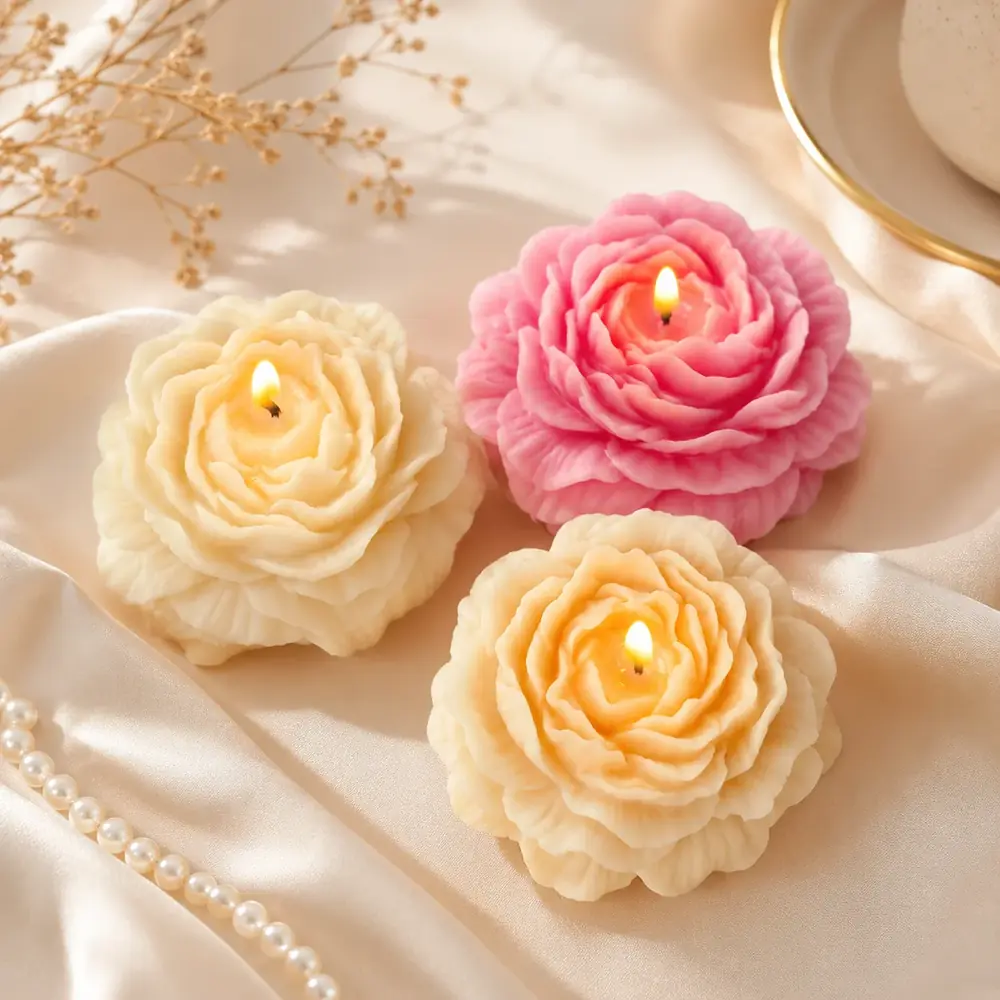 Handmade Rose Flower Candle Set by tanusartvibesstudio