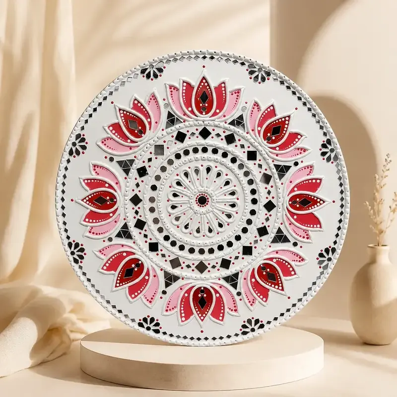 Lotus Mirror Lippan Art Wall Decor by TanuArtVibes Studio