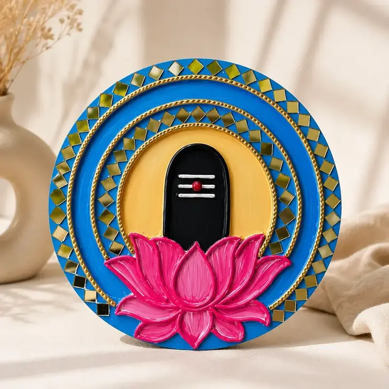 Lotus Shivling Shiva Lippan Art by TanuArtVibes Studio