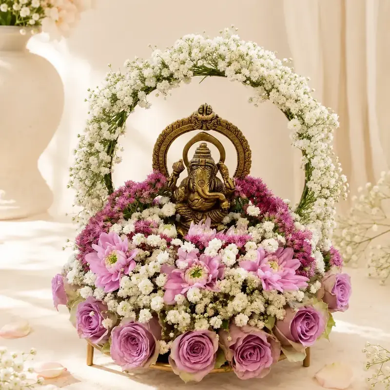 Luxury Floral Kankupagla Tray with Ganesh by TanuArtVibes Studio