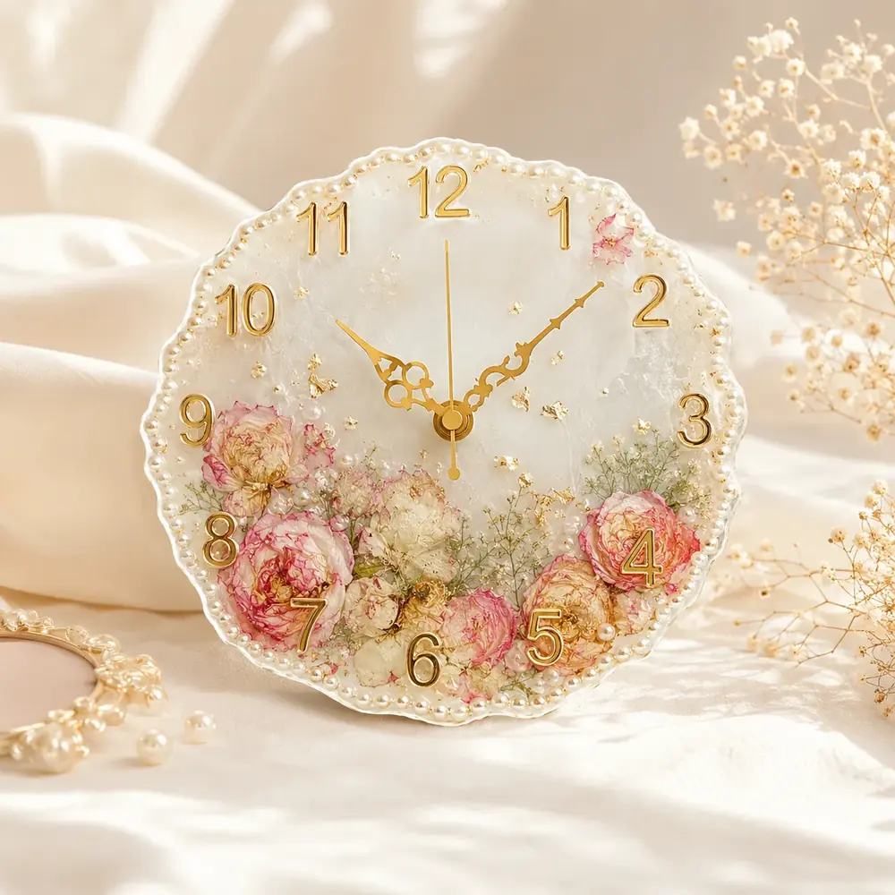 Luxury Floral Resin Wall Clock by tanusartvibesstudio