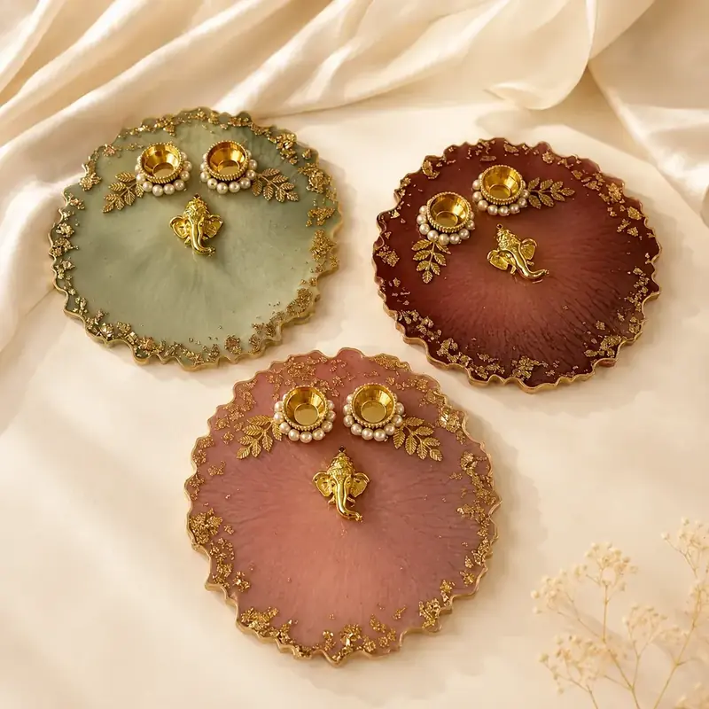 Luxury Ganesha Resin Pooja Thali by TanuArtVibes Studio