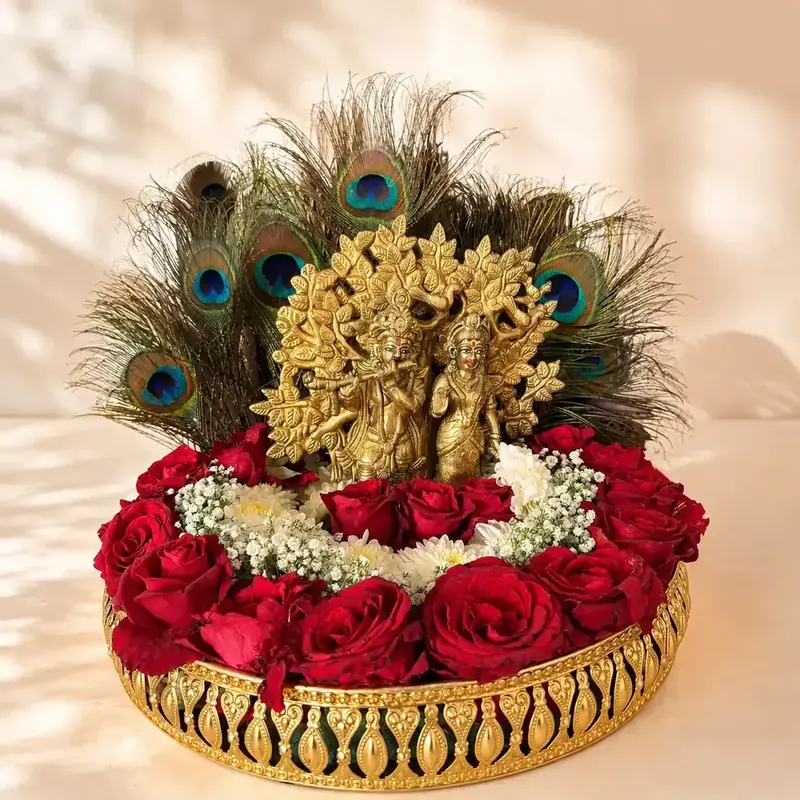 Luxury Kankupagla Tray with Real Flowers by TanuArtVibes Studio