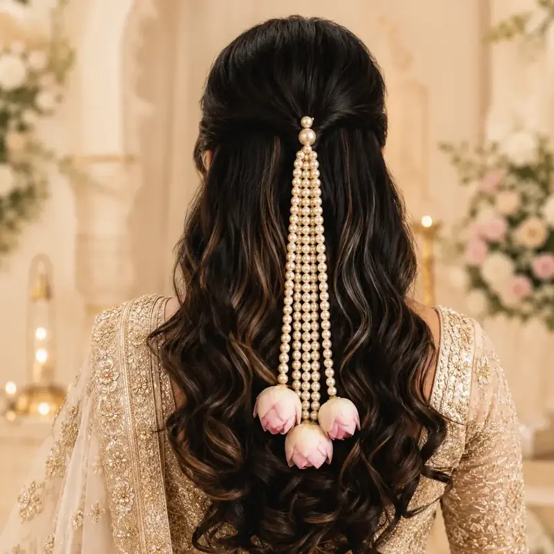 Luxury Lotus Veni for Wedding Hair Accessories by TanuArtVibes Studio