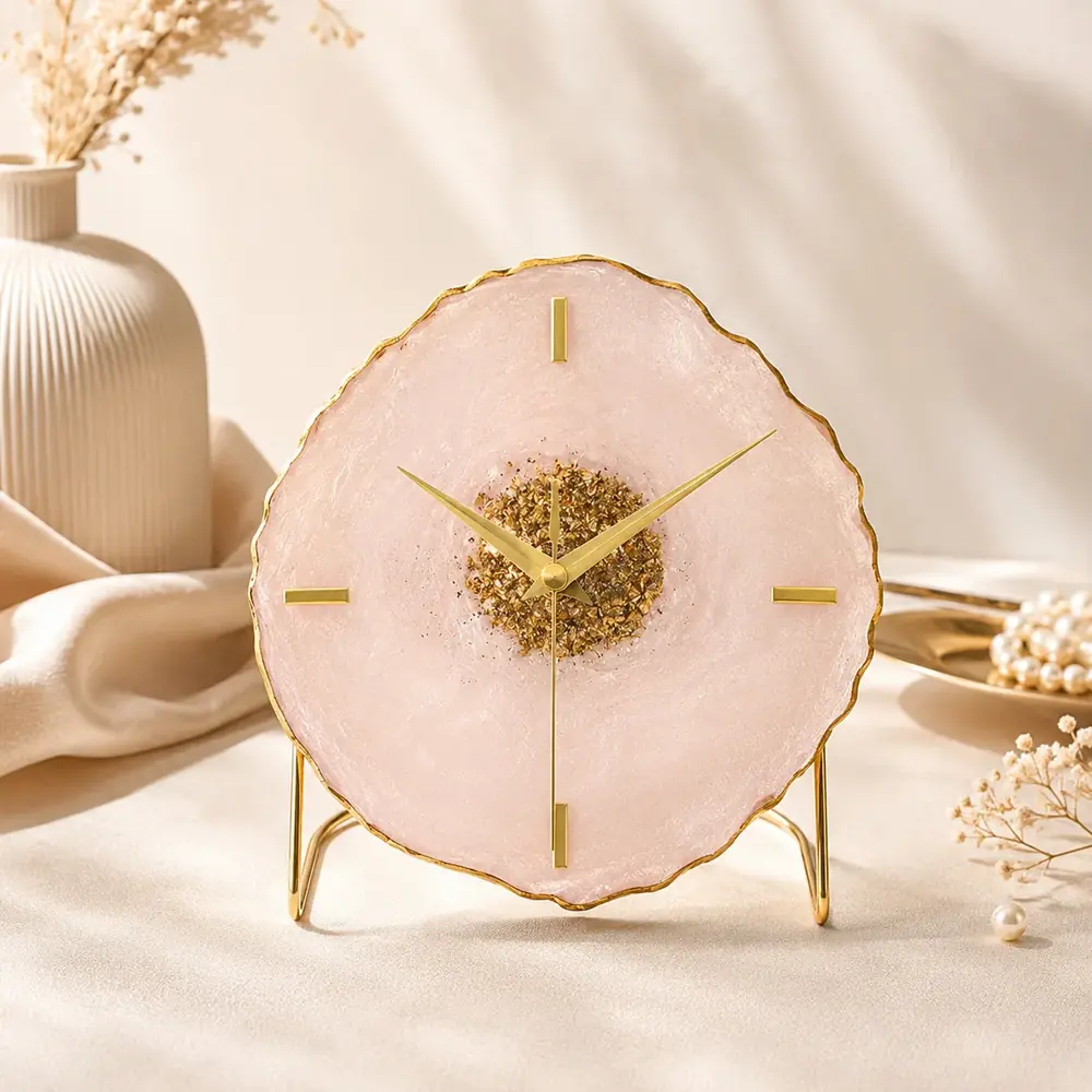 Luxury Resin Geode Table Clock by TanuArtVibes Studio