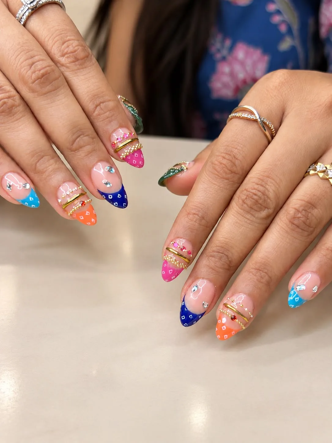 Navratri Bandhani Multicolour Nail Art Set by tanusartvibesstudio