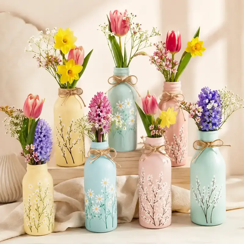 Pastel Floral Bottle Set by TanuArtVibes Studio
