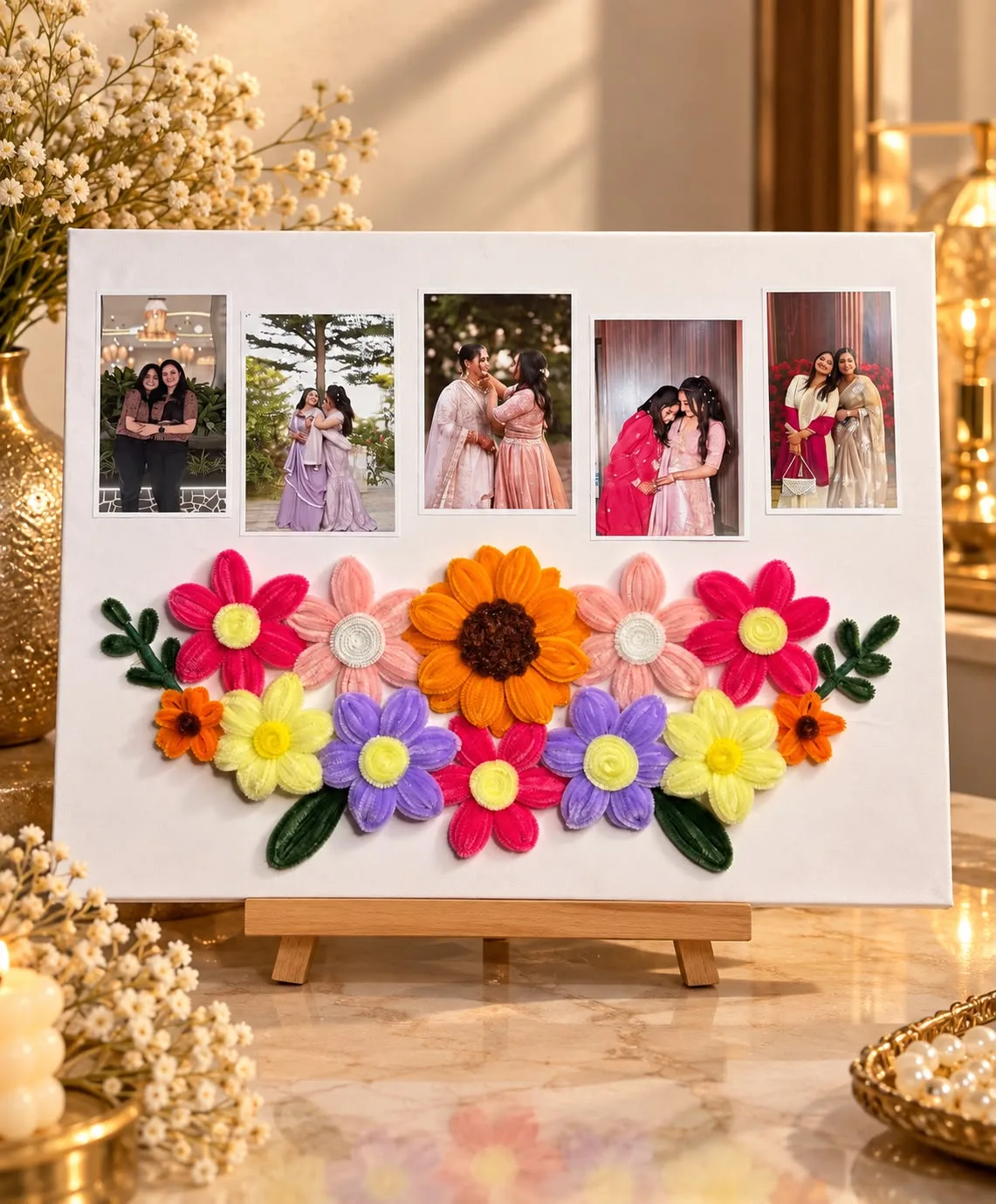 Personalised Pipe Cleaner Flower Photo Frame by tanusartvibesstudio