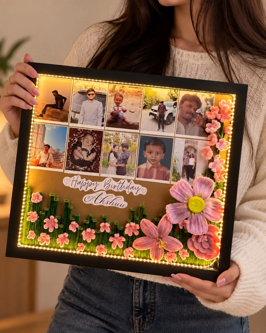 Personalised Pipe Cleaner LED Memory Photo Frame by tanusartvibesstudio