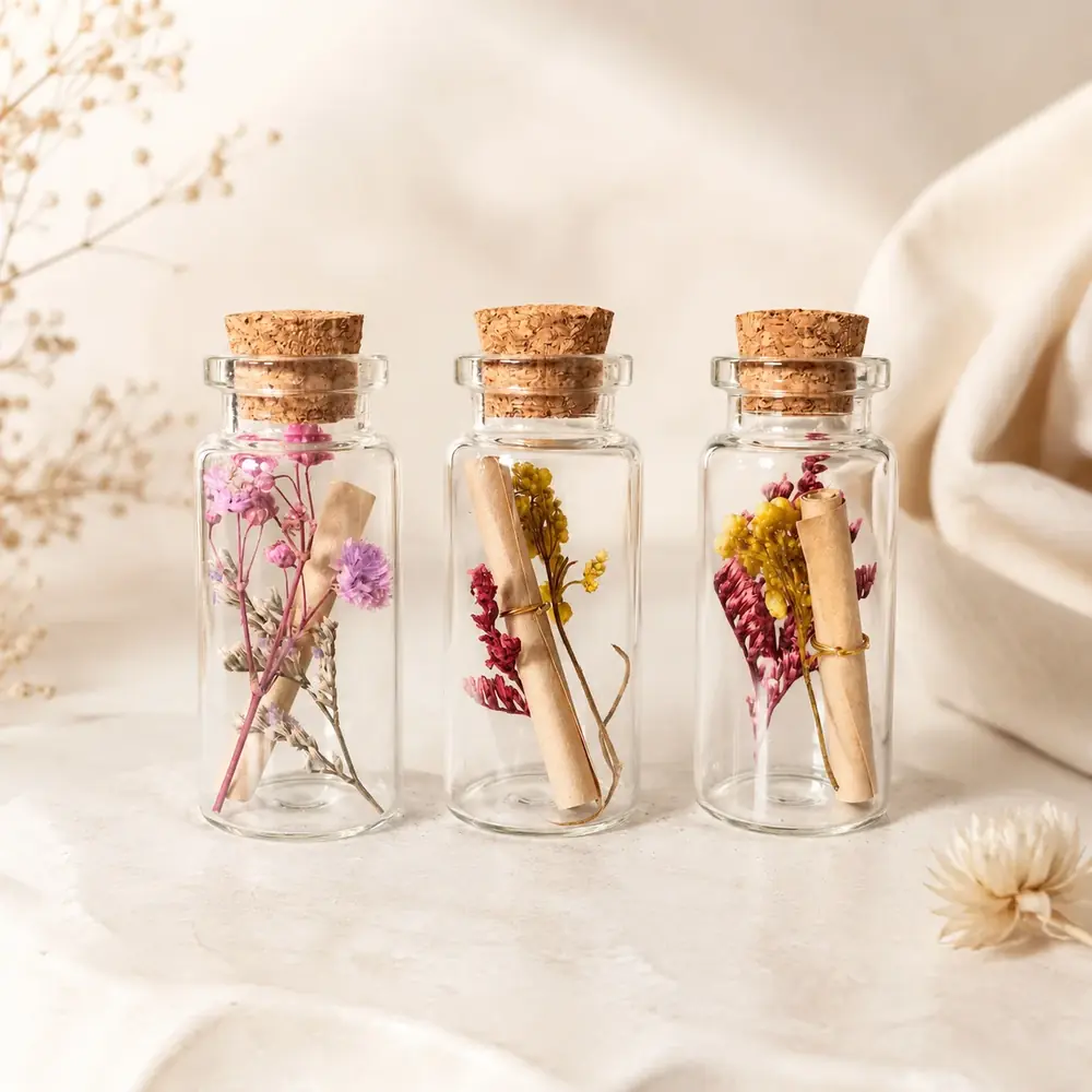 Personalized Dried Flower Message Bottle Gift Set by TanuArtVibes Studio