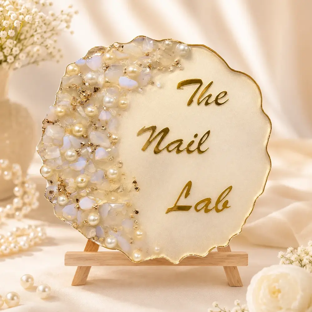 Personalized Pearl Resin Name Plate Decor by TanuArtVibes Studio