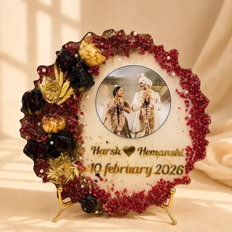 Personalized Wedding Photo Resin Frame by tanusartvibesstudio