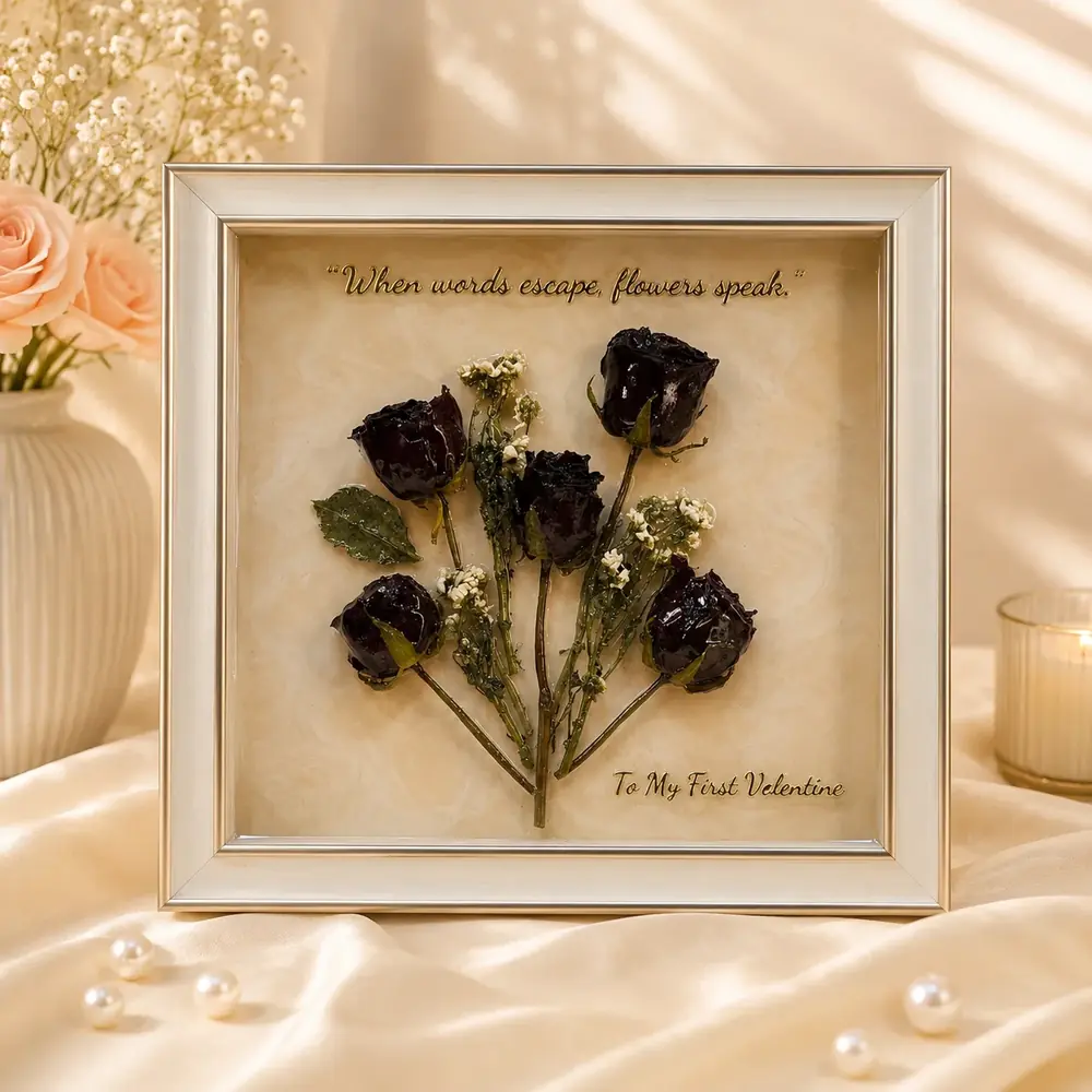 Preserved Rose Resin Art Memory Frame by TanuArtVibes Studio