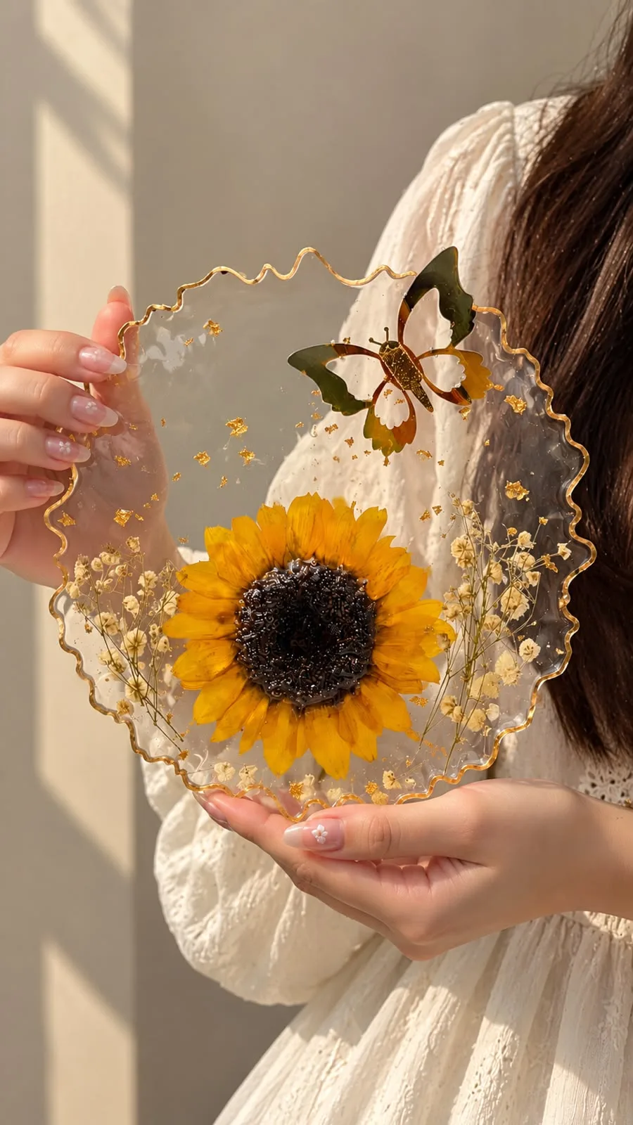 Real Sunflower Preservation Resin Plate by tanusartvibesstudio