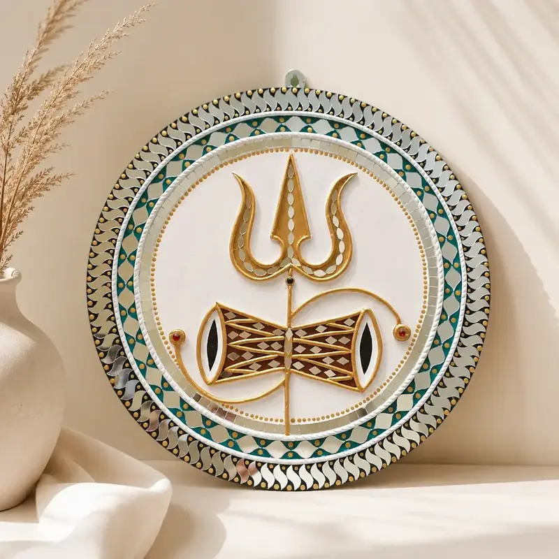 Shiva Trishul Damru Lippan Art Wall Decor by TanuArtVibes Studio