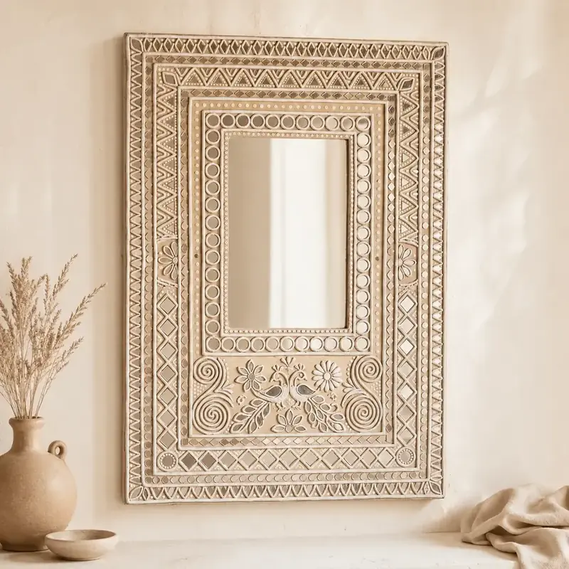 Traditional Mirror Lippan Art Wall Mirror by TanuArtVibes Studio