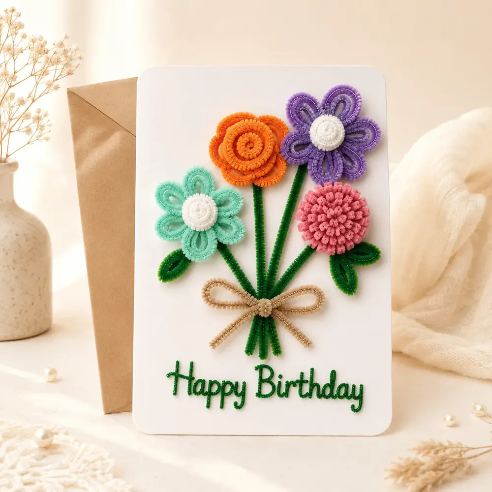 Handmade Floral Birthday Greeting Card by TanuArtVibes Studio