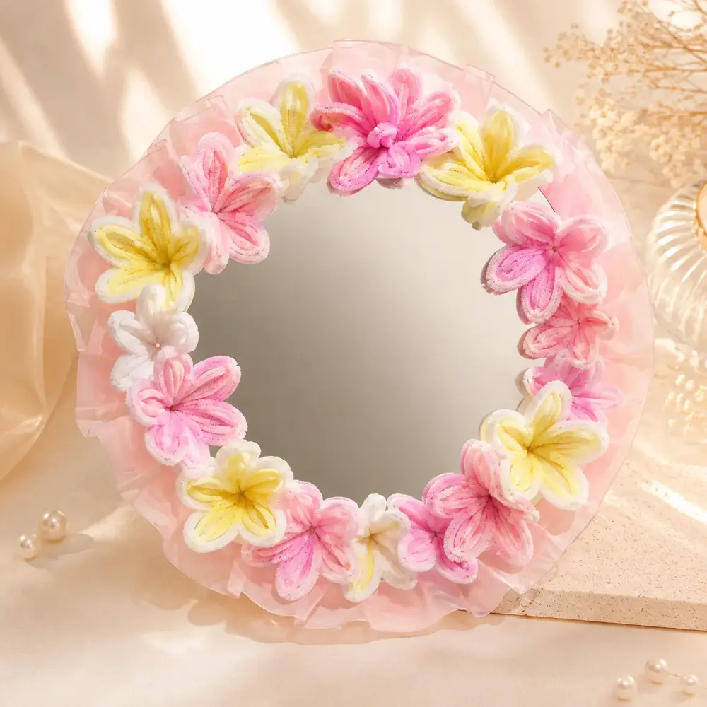 Luxury Floral Pipe Cleaner Mirror Frame by tanusartvibesstudio